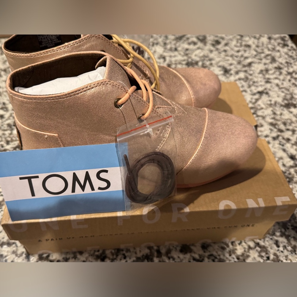 Toms Beige Suede Lace-Up Shoes (desert wedge)